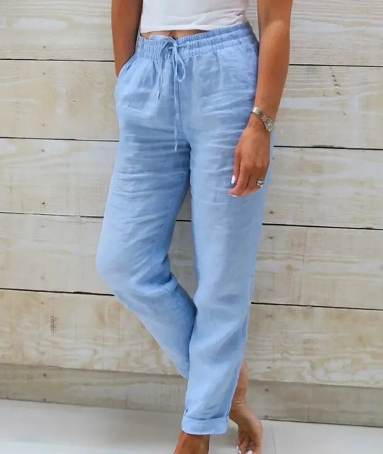 💃 Limited-Time Best Seller 🌸 Women's Elastic-Waist Cotton-Linen Casual Pants
