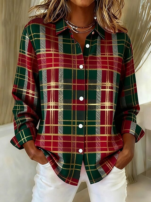 Plaid Button Down Long Sleeve Shirt