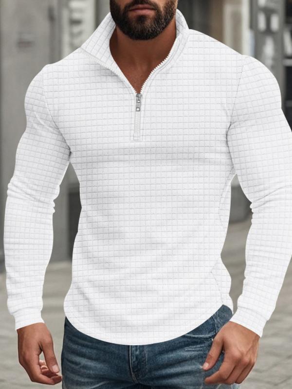  Men's Regular Fit Plain Half Zip Up Sweatshirt