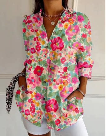 Floral Print Collared Button Down Shirt