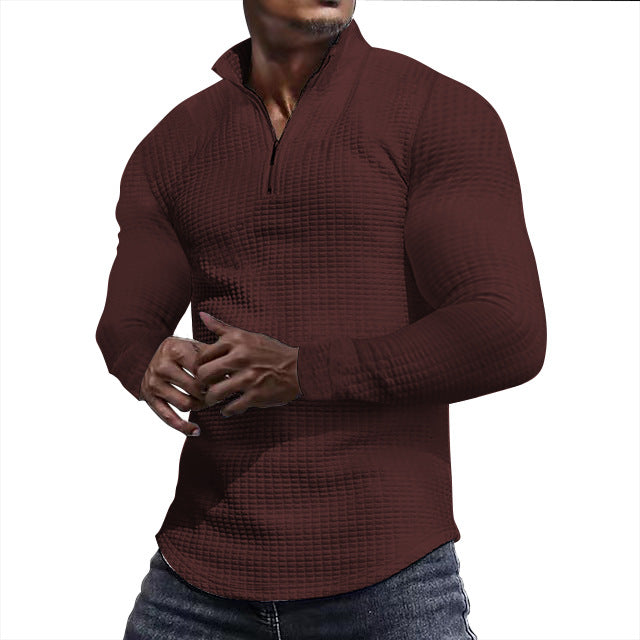  Men's Regular Fit Plain Half Zip Up Sweatshirt
