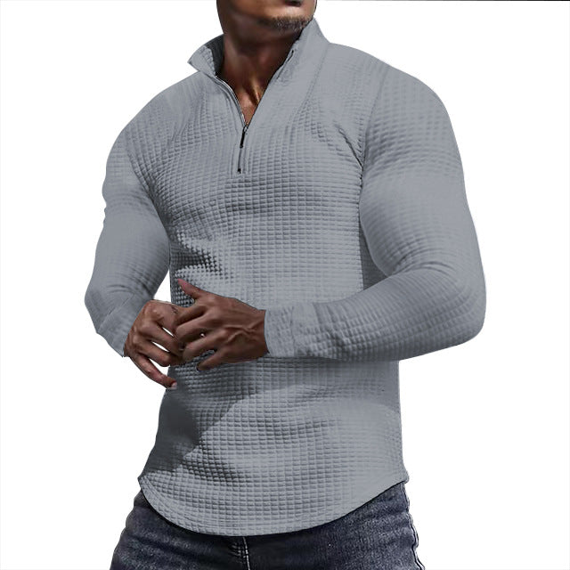  Men's Regular Fit Plain Half Zip Up Sweatshirt