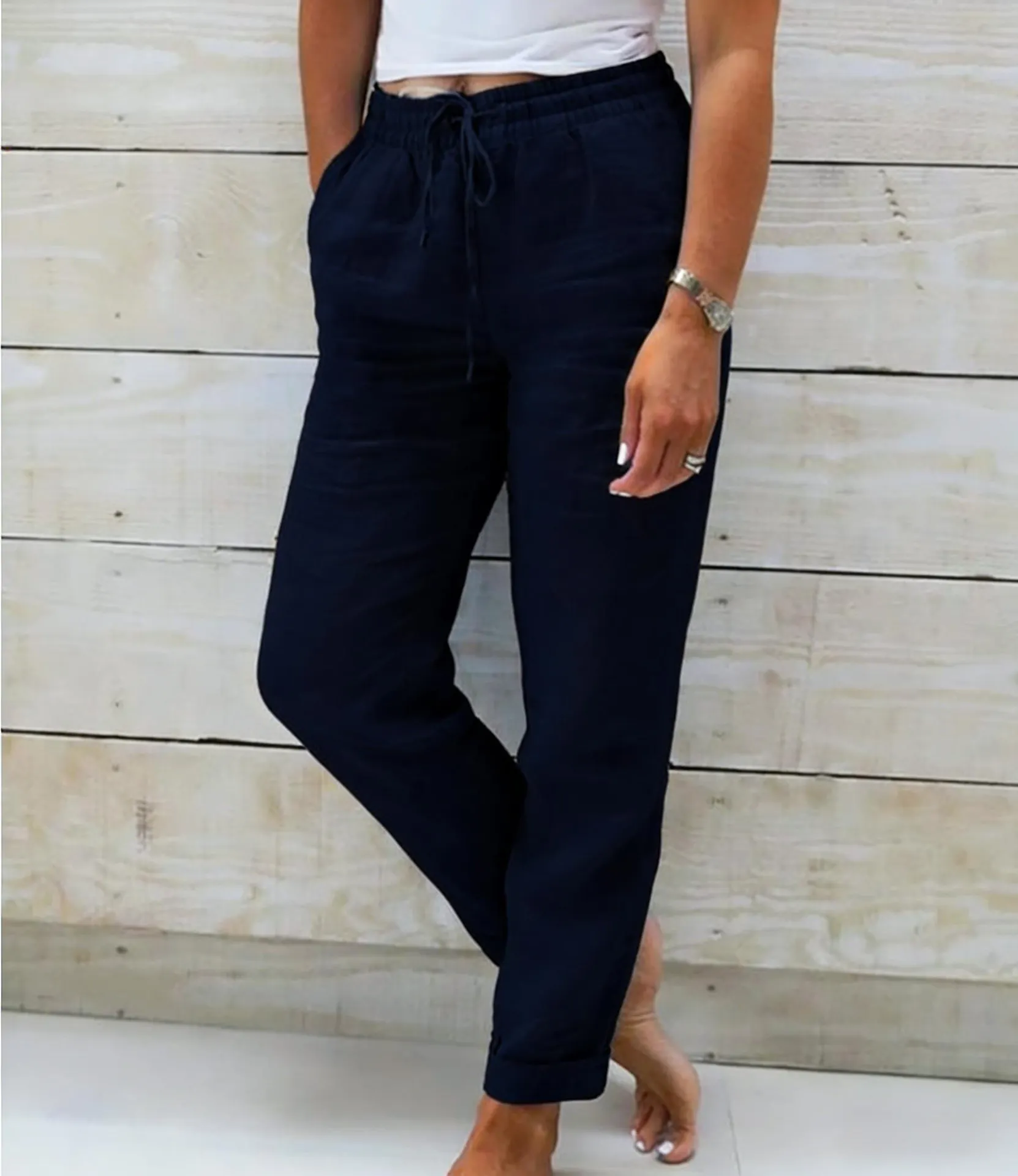 💃 Limited-Time Best Seller 🌸 Women's Elastic-Waist Cotton-Linen Casual Pants