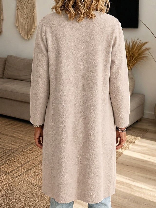 Women’s Long Cardigan Coat Casual Loose Fit Open Front Knit Outerwear