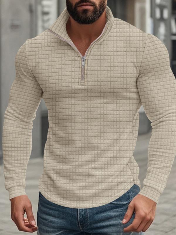  Men's Regular Fit Plain Half Zip Up Sweatshirt