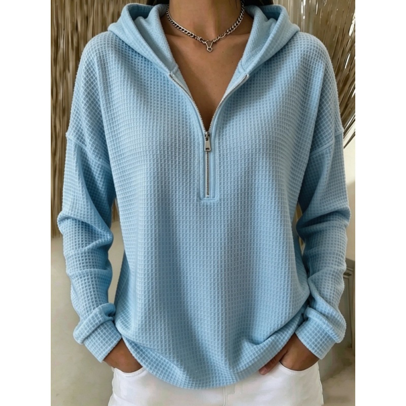 👚✨ Women's Fashion Casual Zip-Neck Hooded Sweatshirt 🧥🤍