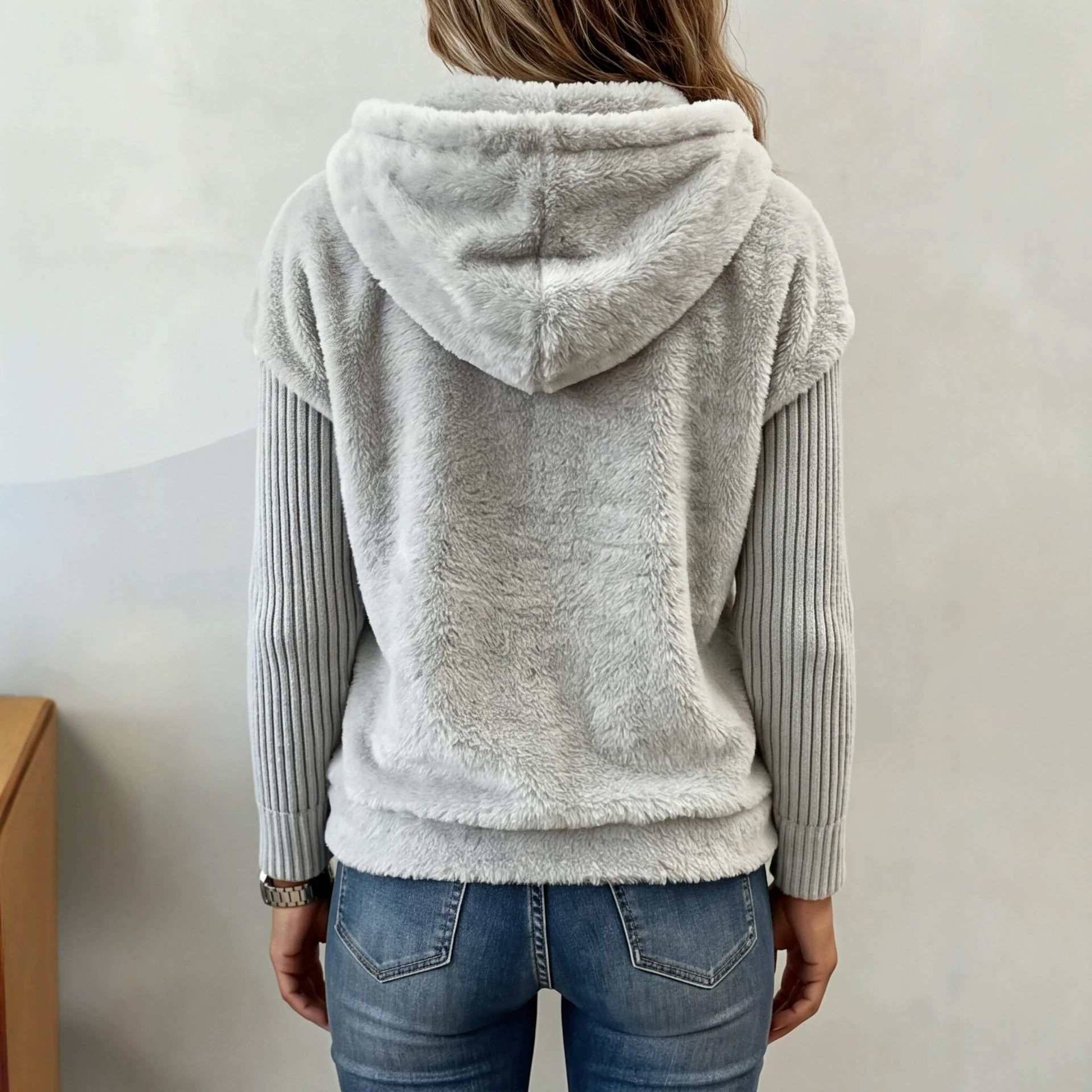 Women's Fleece Patchwork Hooded Sweatshirt Jacket ✨🧥