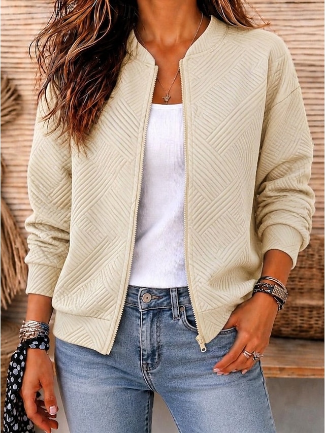 Women's Quilted Jacket Casual Jacket Windproof Warm Pocket Open Front Daily Casual Casual Regular Stand Collar Regular Fit Long Sleeve Outerwear Blue Black Pink Fall Winter