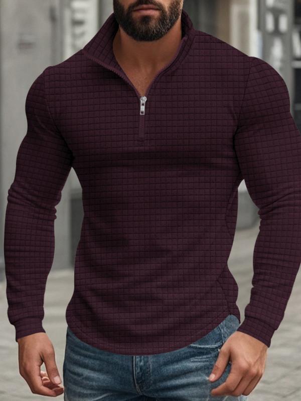  Men's Regular Fit Plain Half Zip Up Sweatshirt