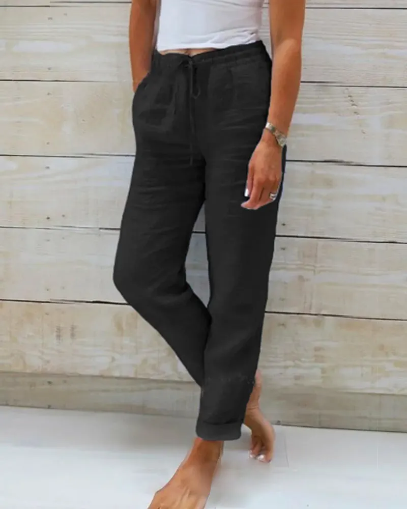 💃 Limited-Time Best Seller 🌸 Women's Elastic-Waist Cotton-Linen Casual Pants