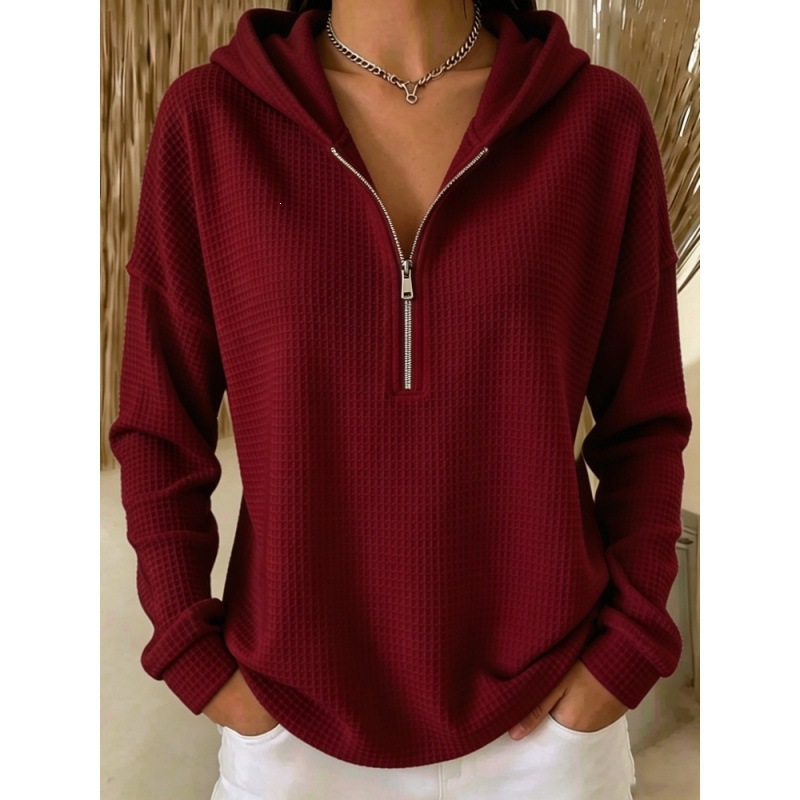 👚✨ Women's Fashion Casual Zip-Neck Hooded Sweatshirt 🧥🤍