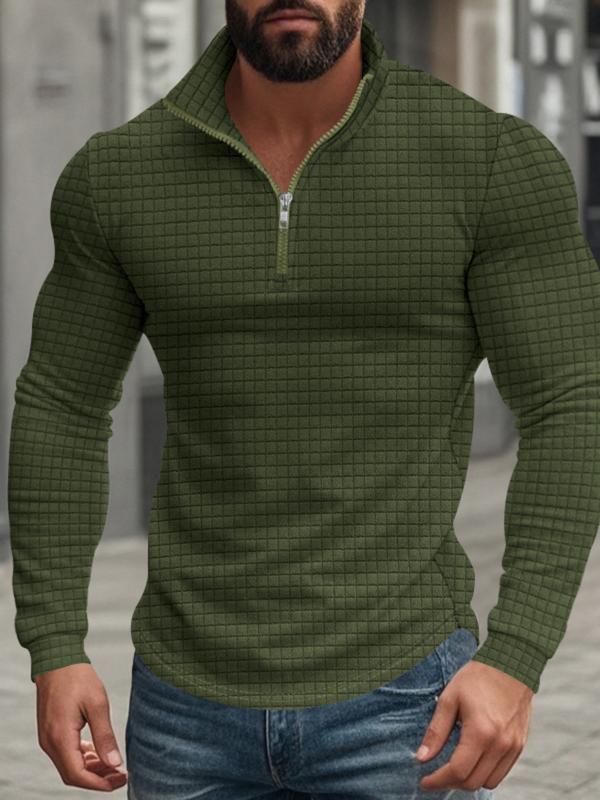 Men's Regular Fit Plain Half Zip Up Sweatshirt