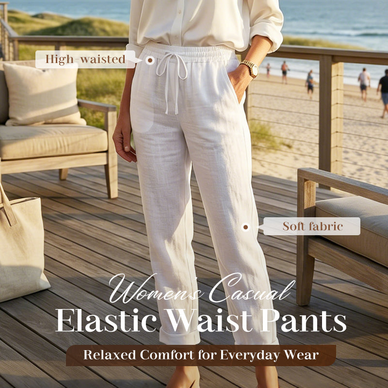 💃 Limited-Time Best Seller 🌸 Women's Elastic-Waist Cotton-Linen Casual Pants