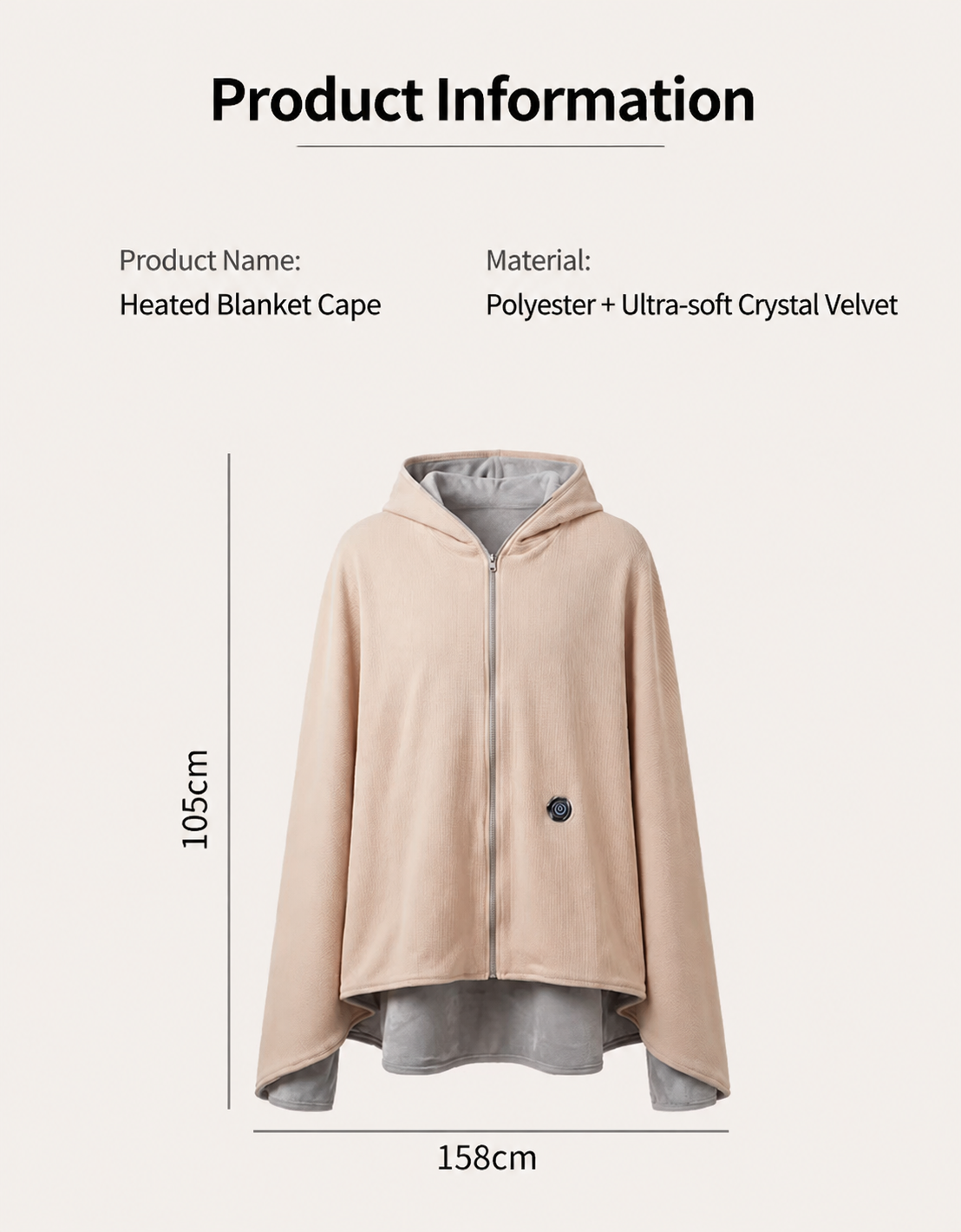 Heated Blanket Cape – Ultra Soft Wearable Electric Heating Jacket for Cozy Warmth