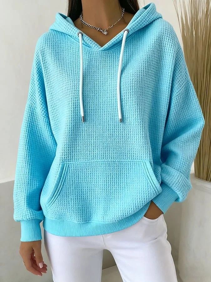👚✨ Women's Solid Color Drawstring Hooded Long-Sleeve Sweatshirt 🧥🤍