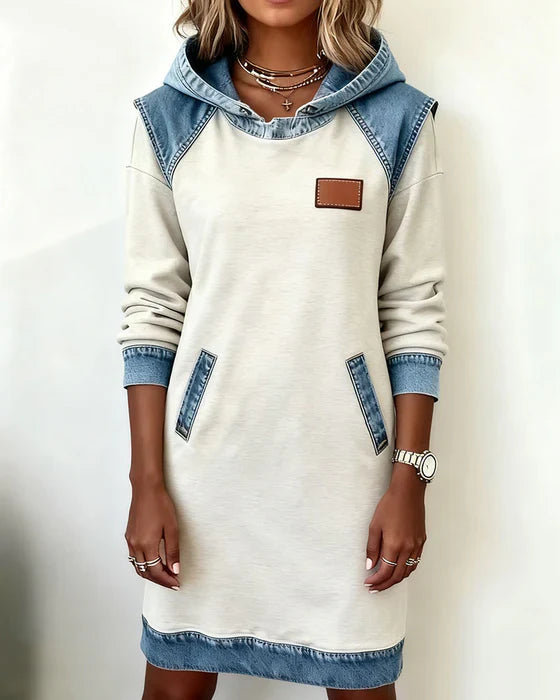 Urban Contrast Hooded Dress