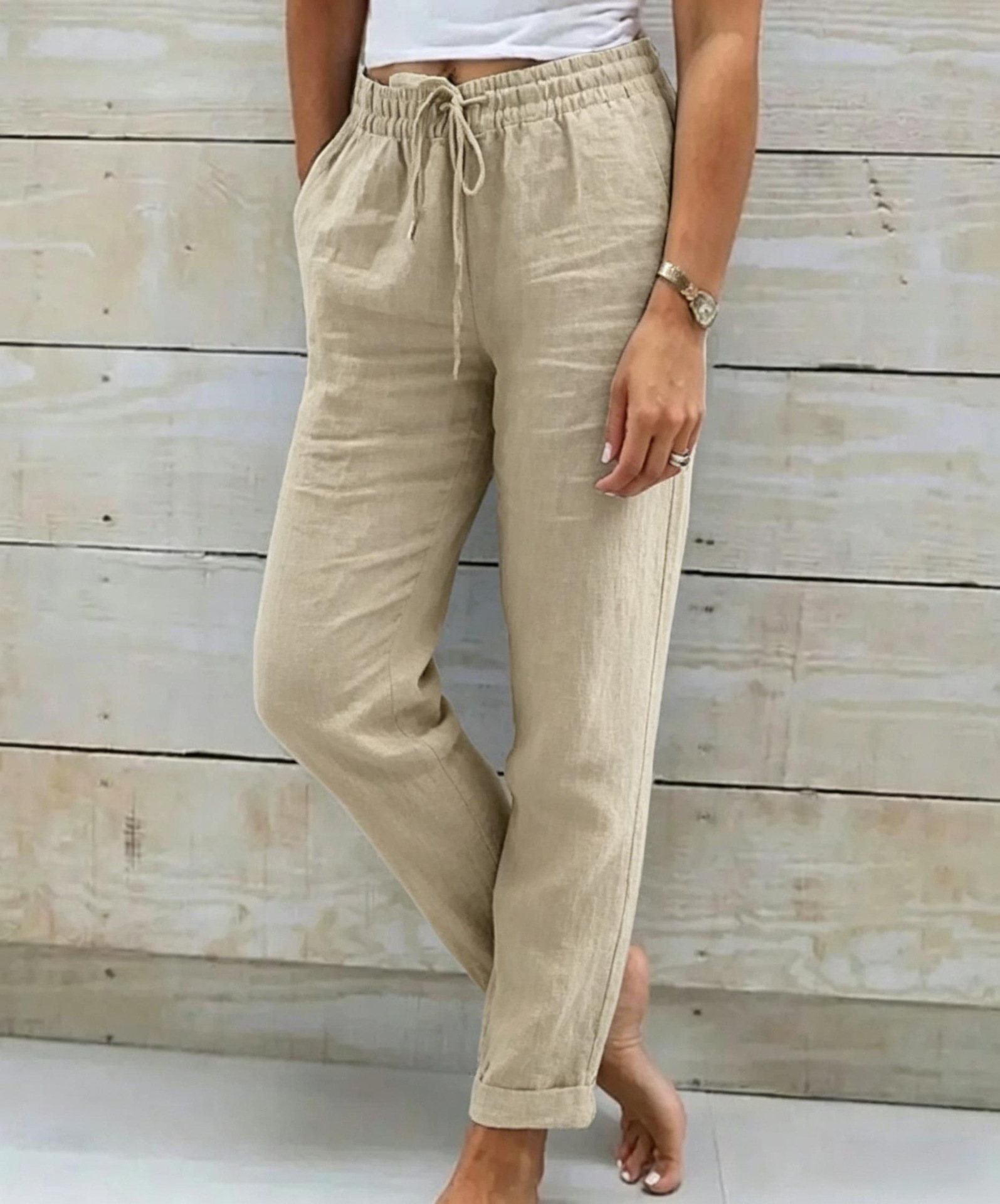 💃 Limited-Time Best Seller 🌸 Women's Elastic-Waist Cotton-Linen Casual Pants
