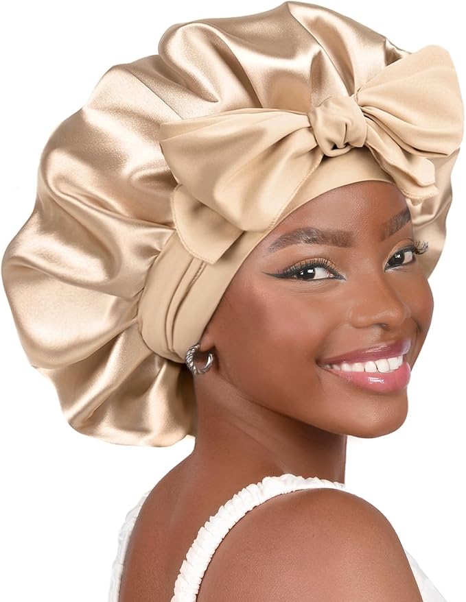 Adjustable Silk Bonnet for Sleeping Women Double Layer Satin Bonnet Reduce Friction Prevent Frizz Curly Hair