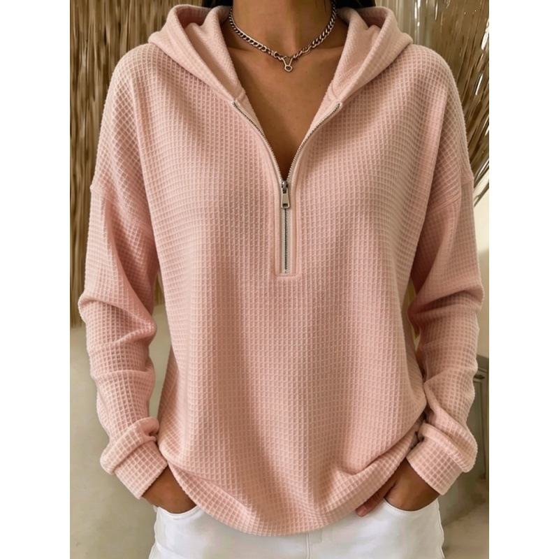 👚✨ Women's Fashion Casual Zip-Neck Hooded Sweatshirt 🧥🤍