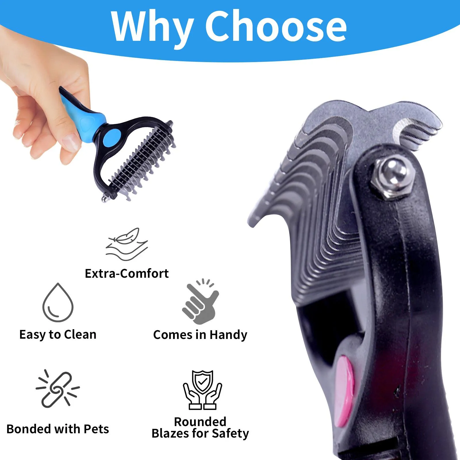 Pet Grooming Brush-Double Sided Hurtless Shedding and Dematting Undercoat Rake Comb for Dogs and Cats, No More Nasty Shedding or Flying Hair Pet Grooming Brush-Double Sided Hurtless Shedding and Dematting Undercoat Rake Comb for Dogs and Cats, No More Nasty Shedding or Flying Hair