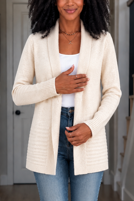  Double-Breasted Belted Knit Cardigan