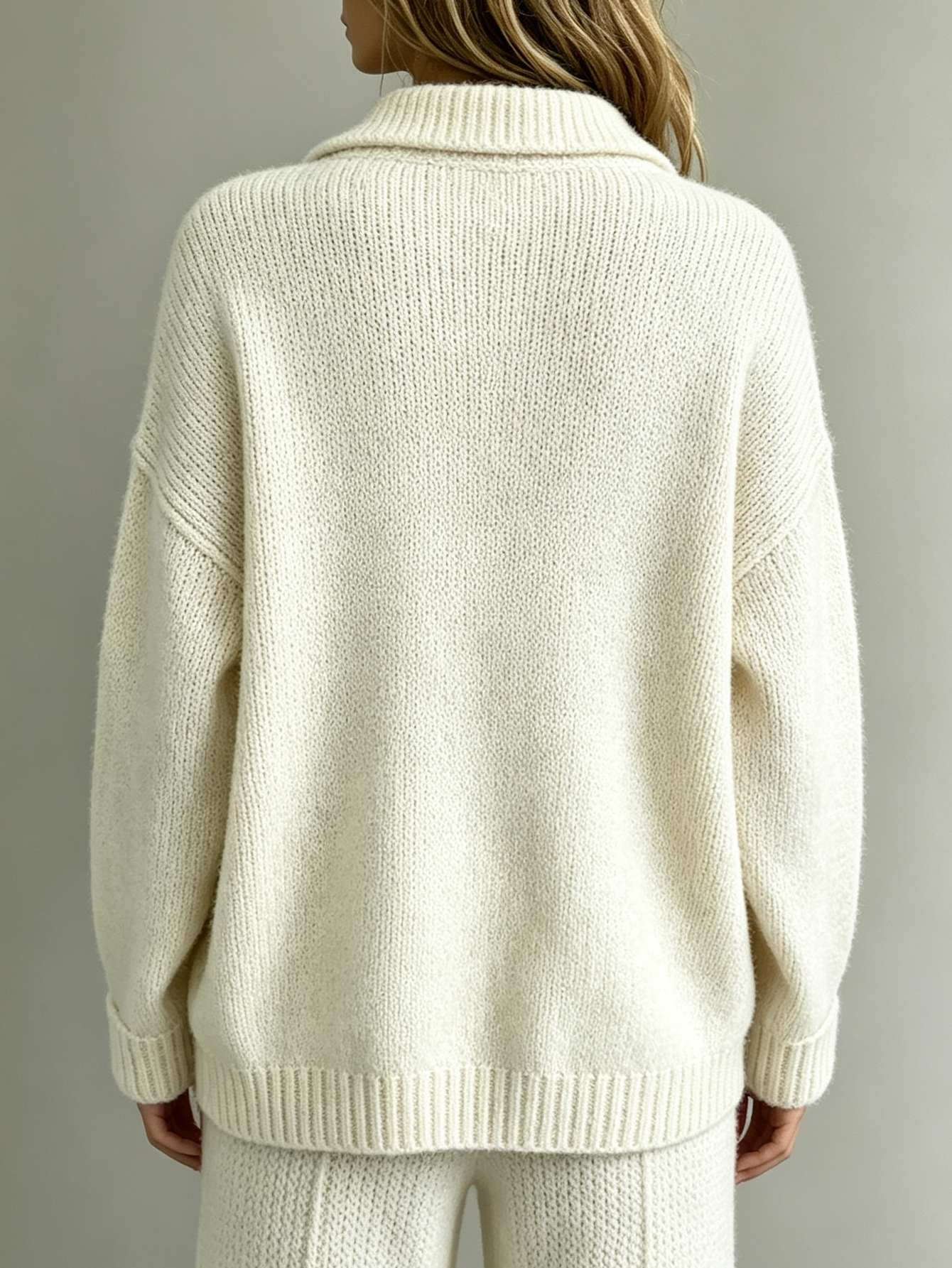 Women’s Oversized Polo Sweater, Collared Half Button Knit Pullover, Casual Long Sleeve Knit Top