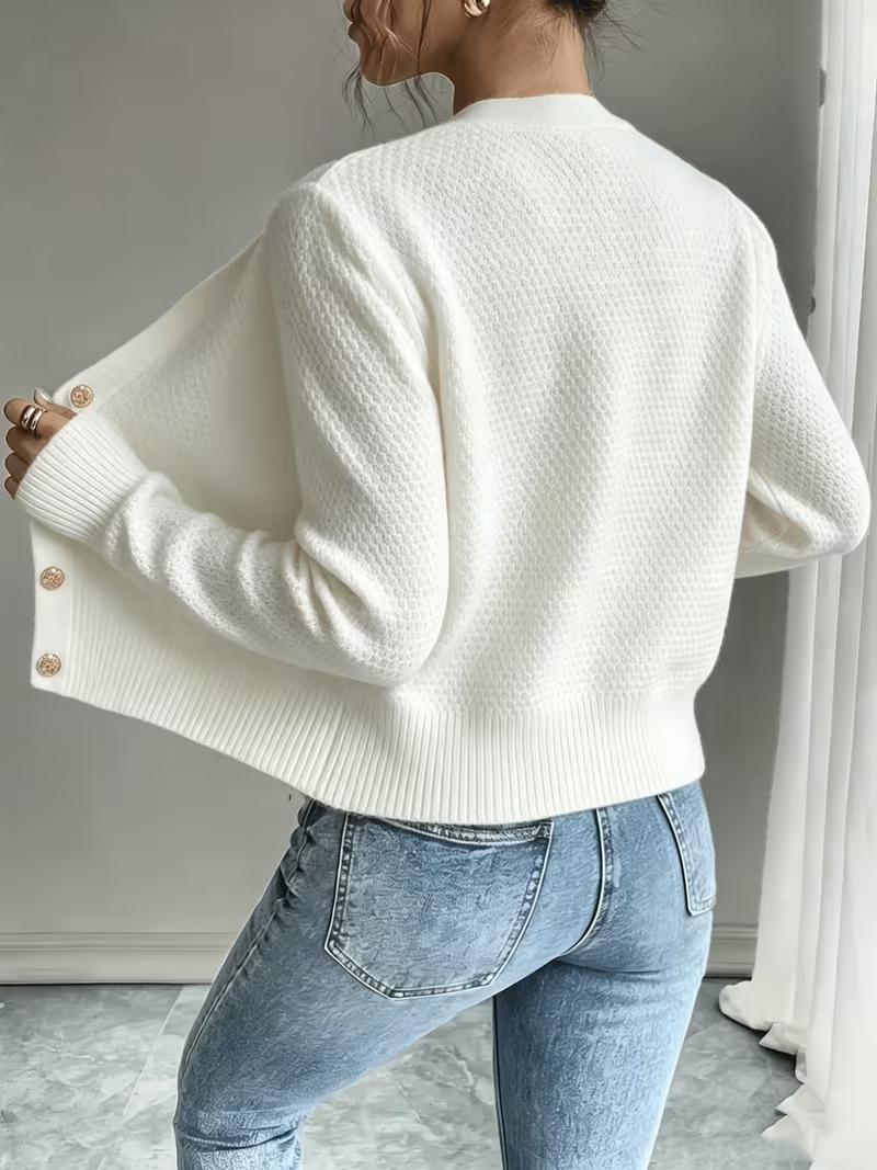 Cable Knit Button Front Cropped Cardigan Sweater