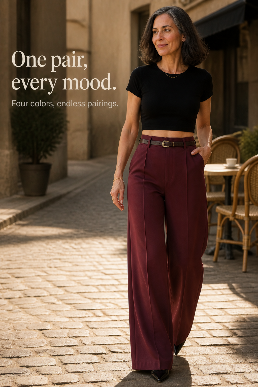 High-Waisted Wide-Leg Trousers With Belt