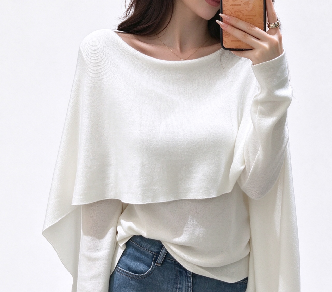 Women's Layered Knit Sweater – Faux Two-Piece Pullover Top
