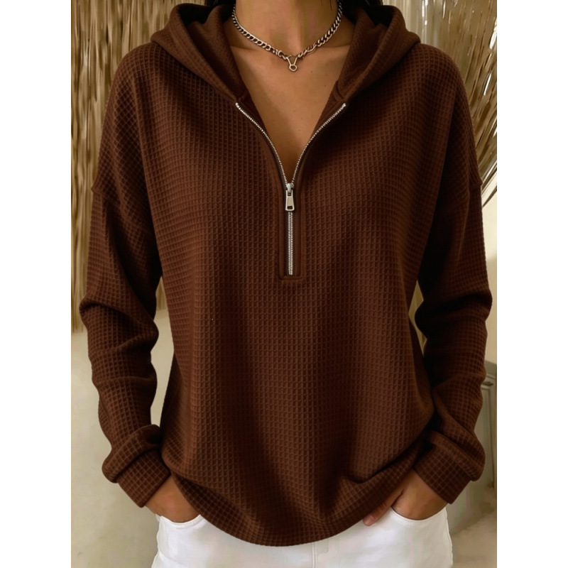 👚✨ Women's Fashion Casual Zip-Neck Hooded Sweatshirt 🧥🤍