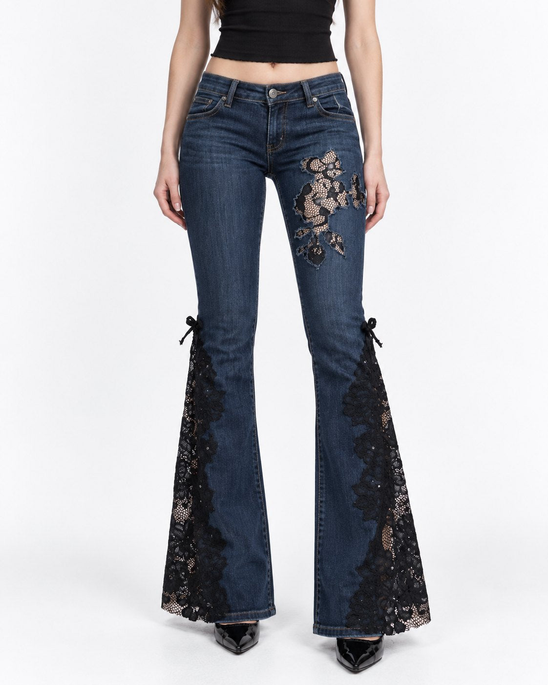 Women's Midnight Lace Low rise. Long flare Pants
