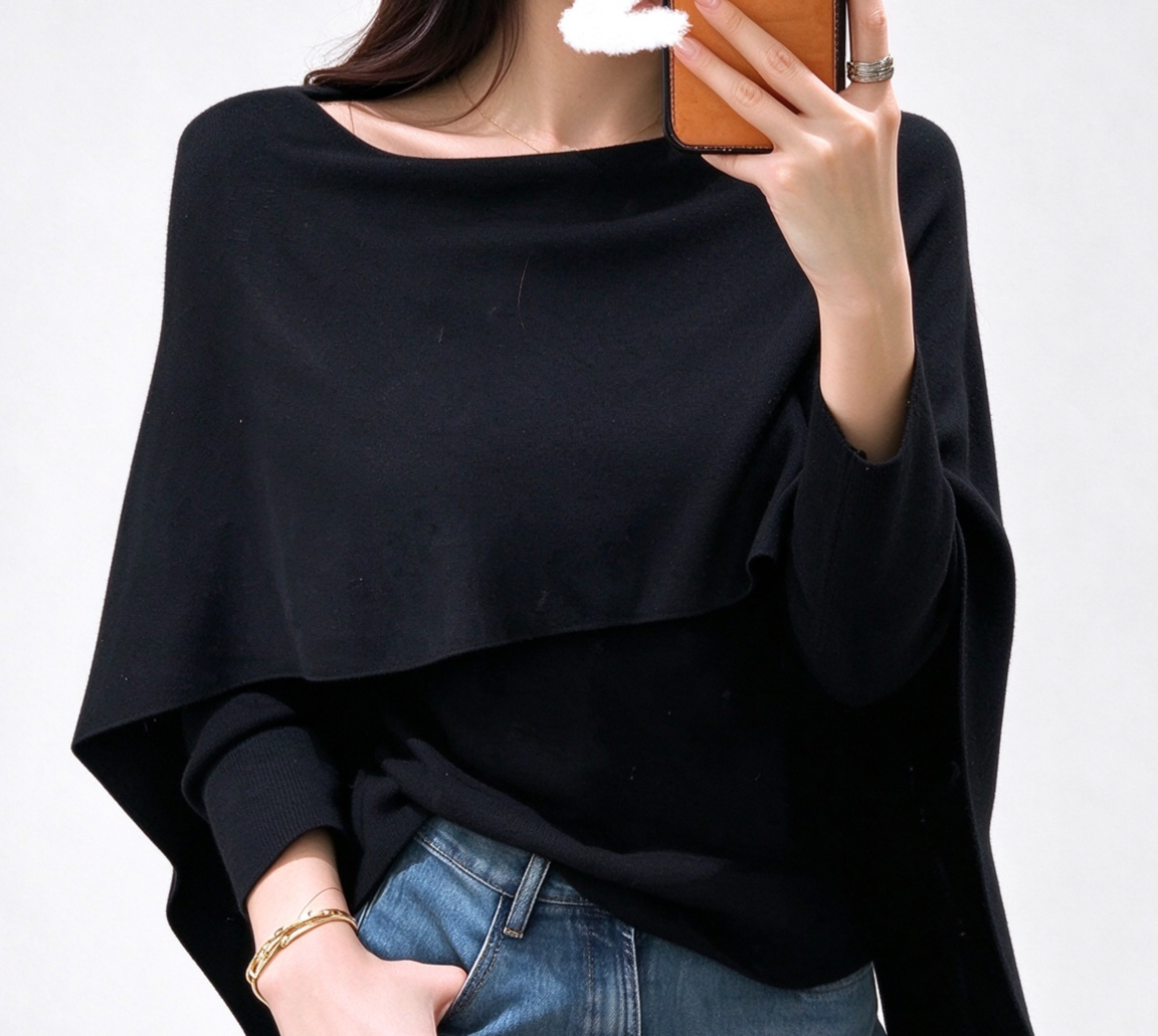 Women's Layered Knit Sweater – Faux Two-Piece Pullover Top