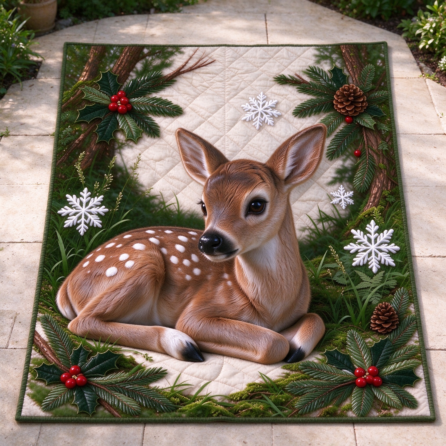 Deer Serenity Quilted Blanket