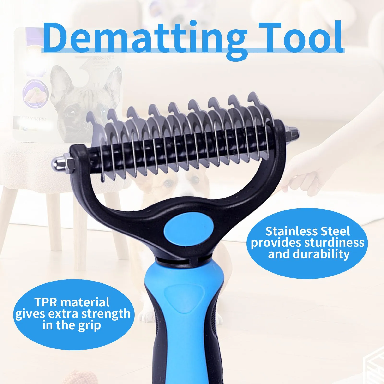 Pet Grooming Brush-Double Sided Hurtless Shedding and Dematting Undercoat Rake Comb for Dogs and Cats, No More Nasty Shedding or Flying Hair Pet Grooming Brush-Double Sided Hurtless Shedding and Dematting Undercoat Rake Comb for Dogs and Cats, No More Nasty Shedding or Flying Hair