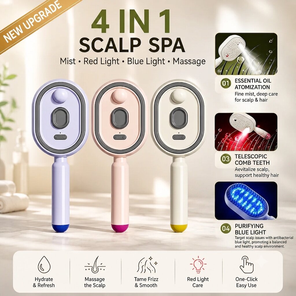 ICONIC™ 4-in-1 Electric Hair Straightener Massage Keratin Brush
