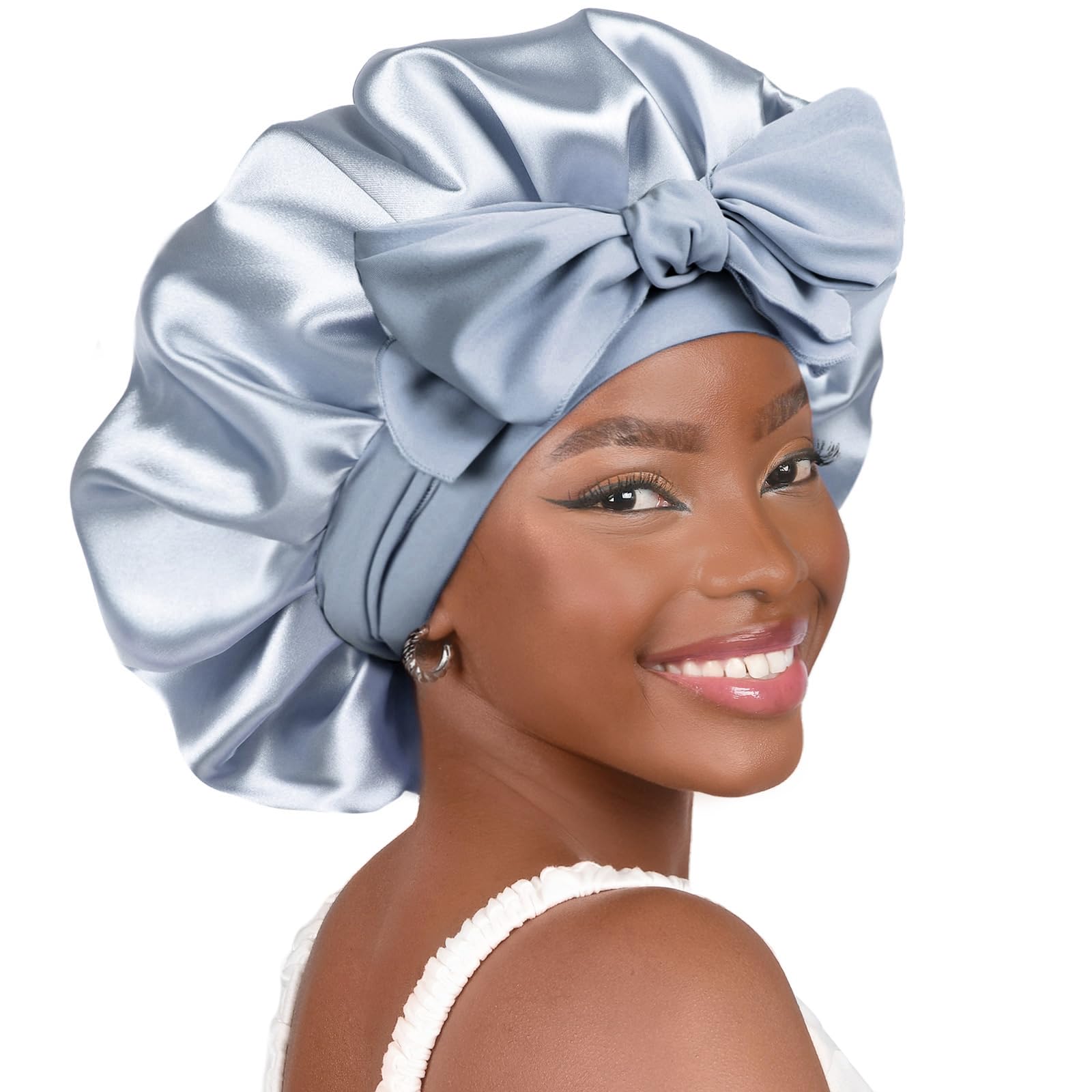 Adjustable Silk Bonnet for Sleeping Women Double Layer Satin Bonnet Reduce Friction Prevent Frizz Curly Hair
