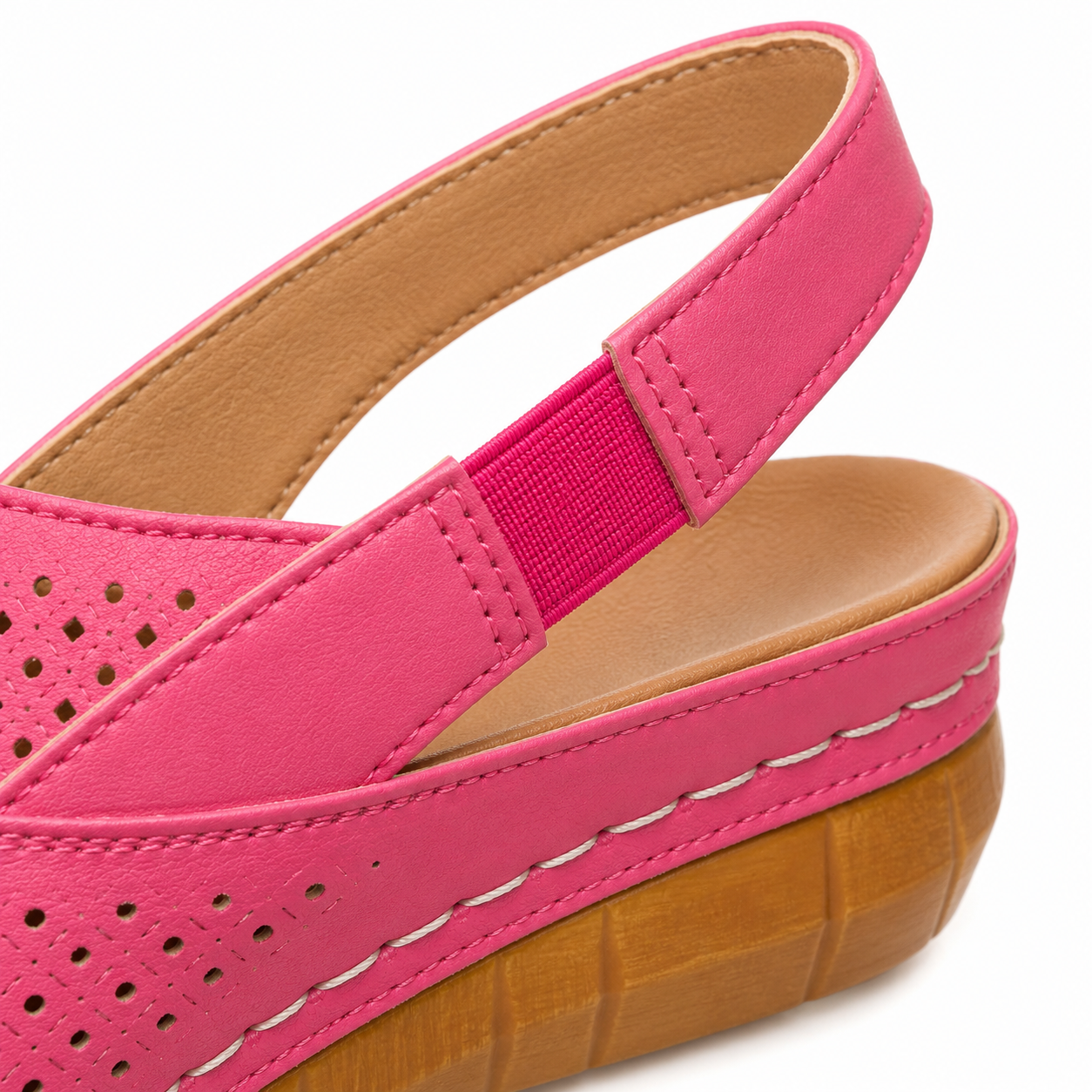 Women's Perforated Wedge Slingback Comfort Sandals