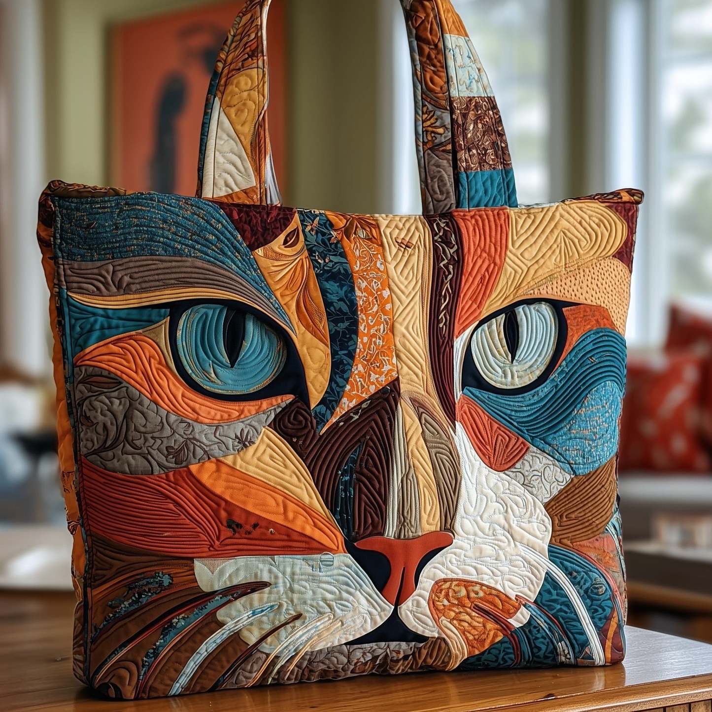 Handmade Catitude Quilted Tote Bag