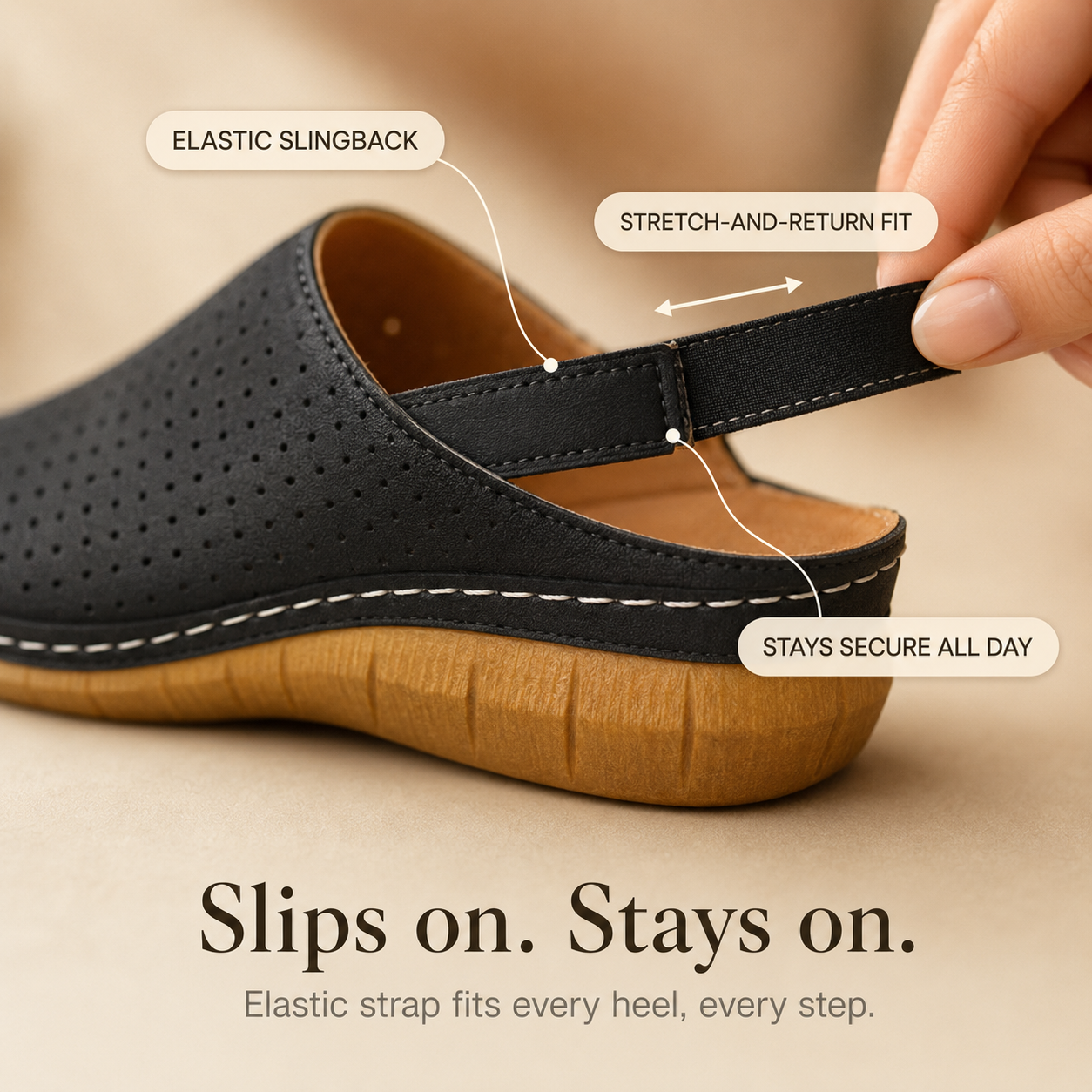 Women's Perforated Wedge Slingback Comfort Sandals