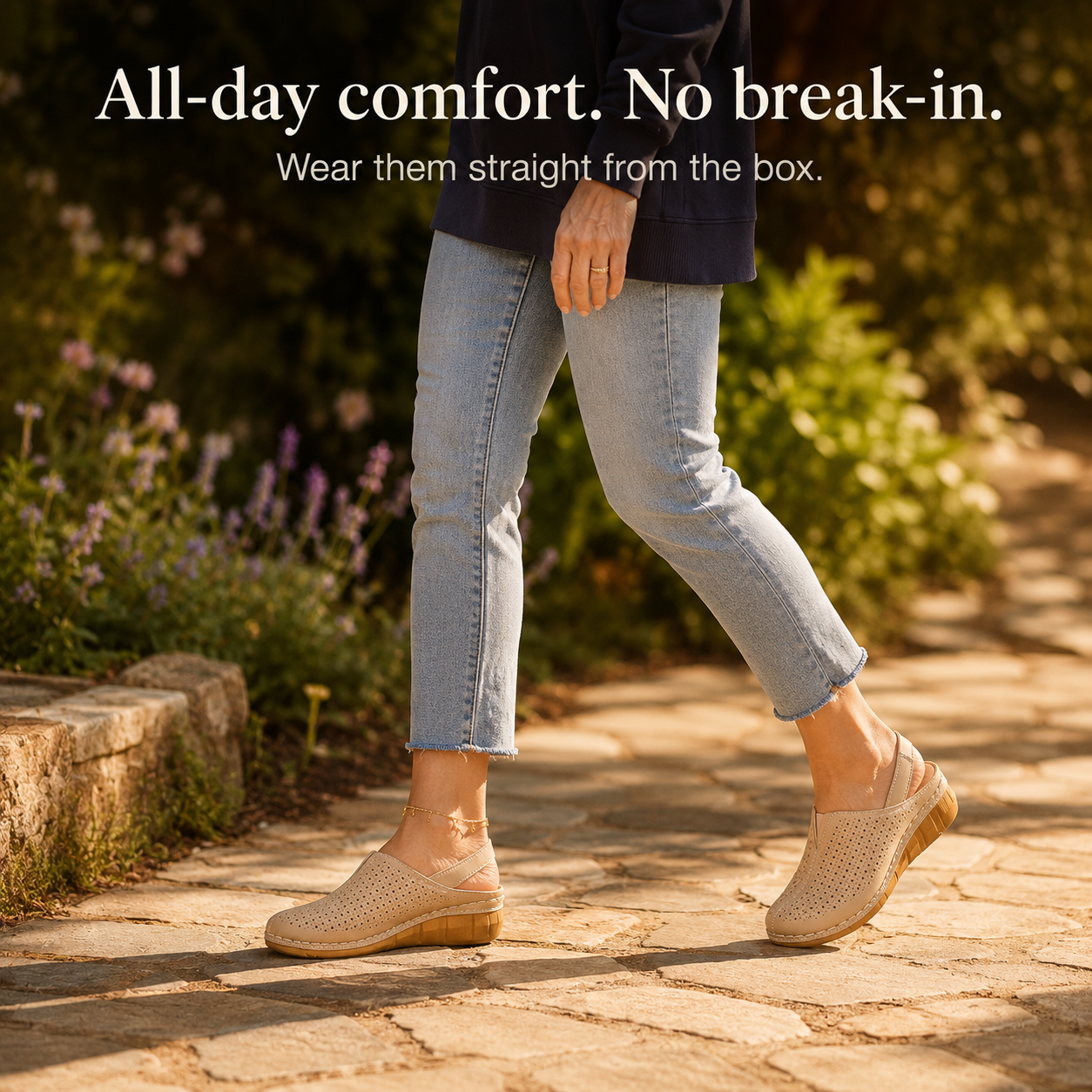 Women's Perforated Wedge Slingback Comfort Sandals