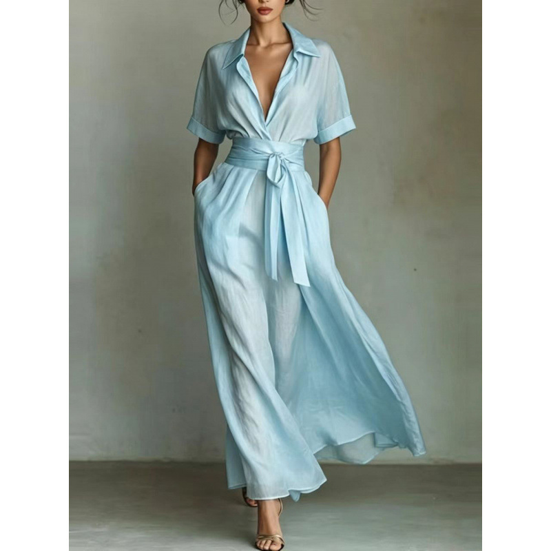 Cotton And Linen Blend Maxi Shirt Dress