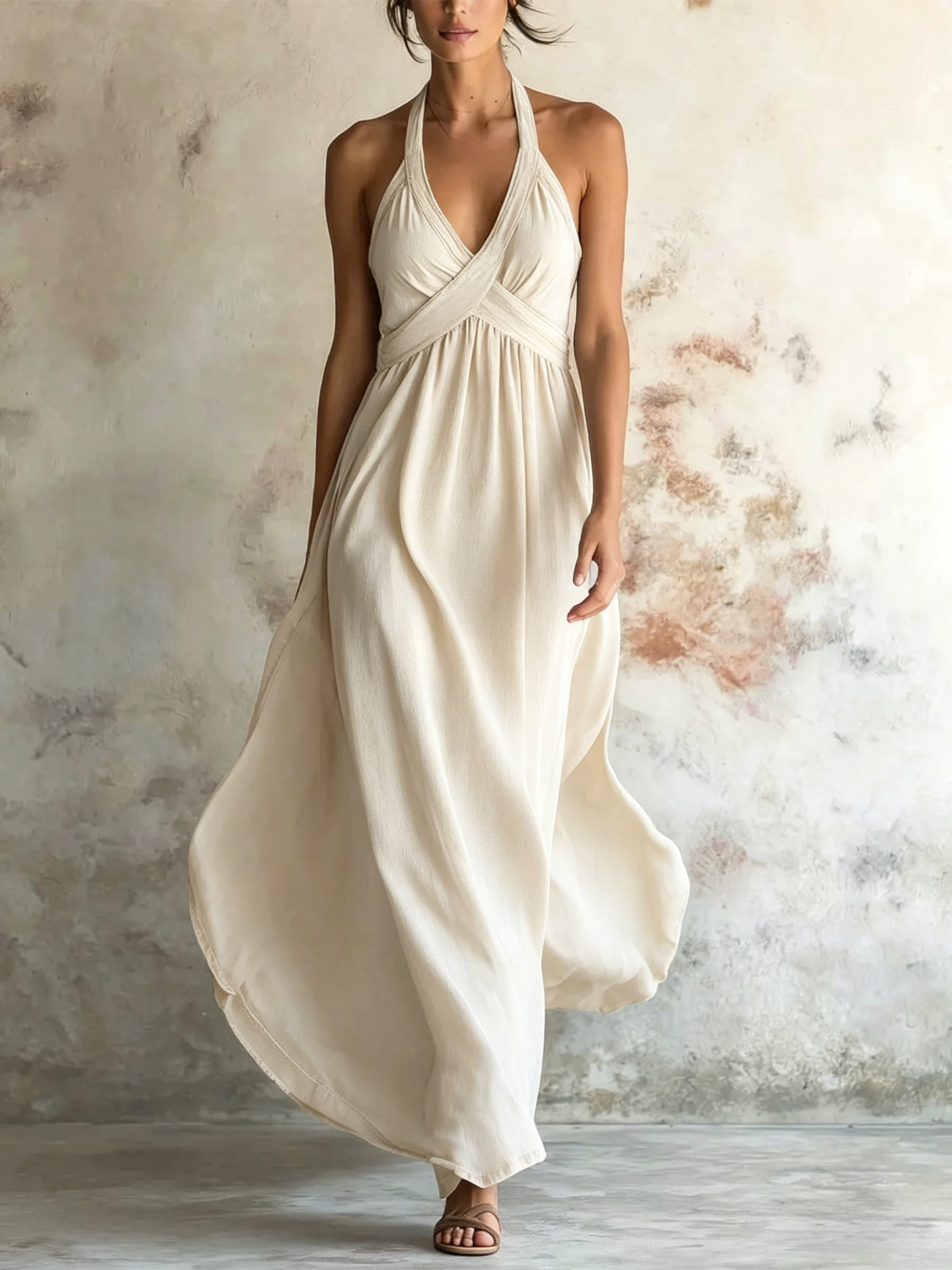Halter-Neck Empire Waist Maxi Dress