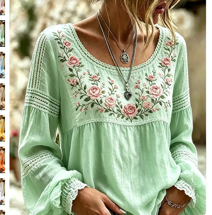 Women's Pastel Floral Lace Print Blouse