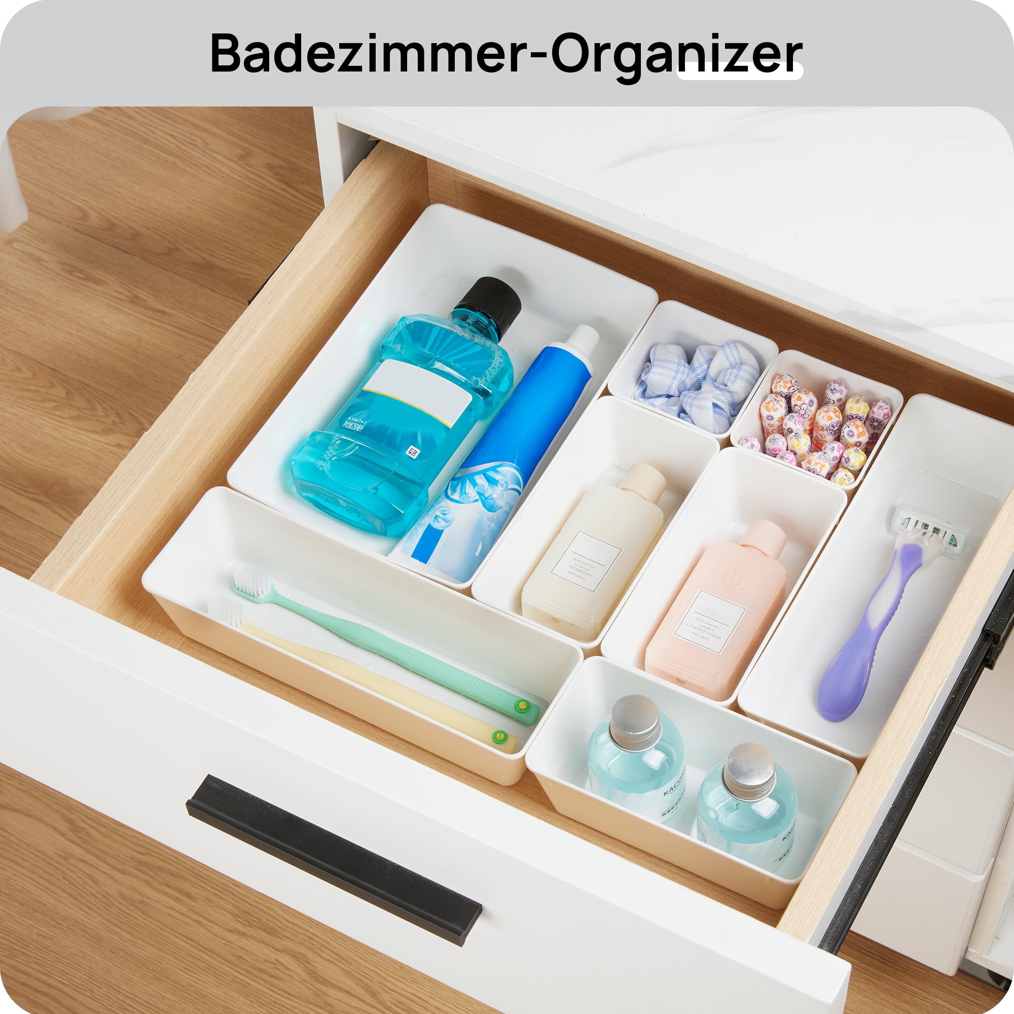 25 PCS Clear Plastic Drawer Organizers Set, 4-Size Versatile Bathroom and Vanity Drawer Organizer Trays, Storage Bins for Makeup