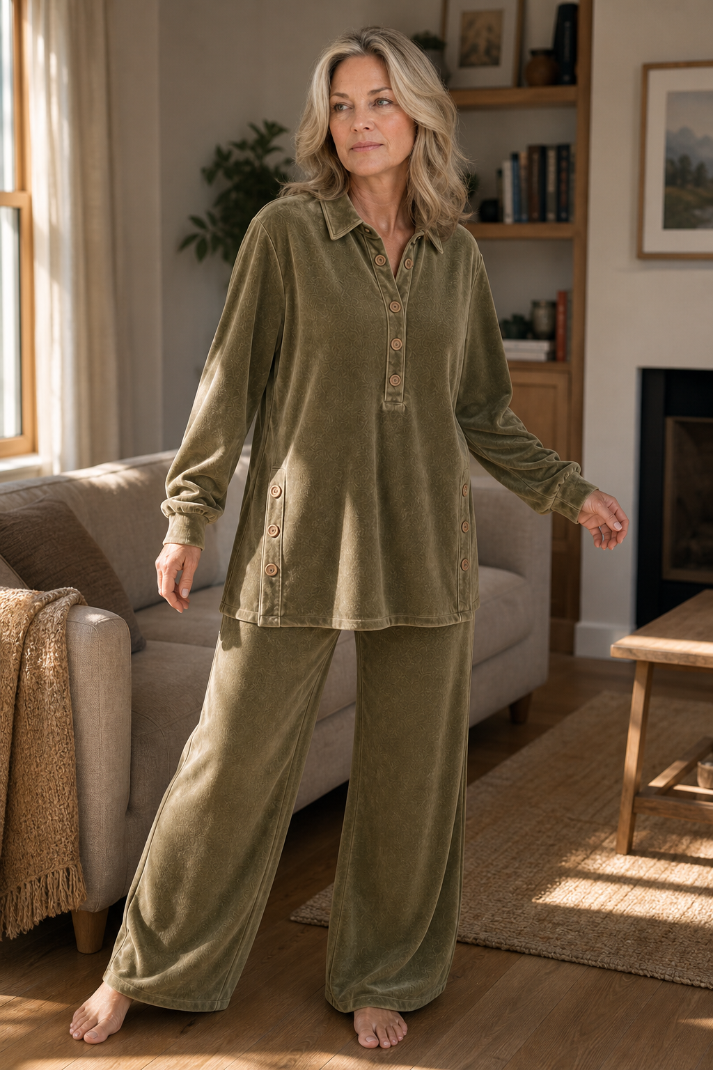 Oversized Velvet-Look Two-Piece Lounge Set
