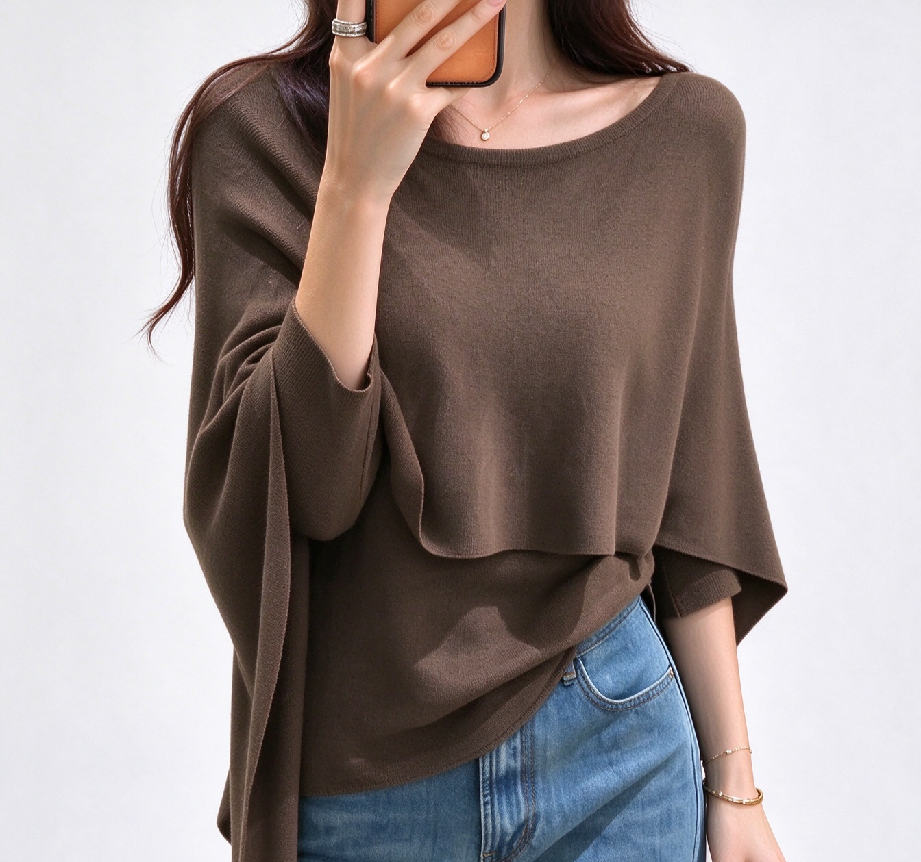 Women's Layered Knit Sweater – Faux Two-Piece Pullover Top