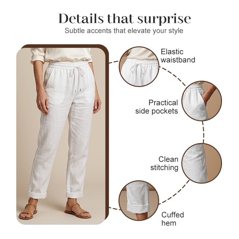 💃 Limited-Time Best Seller 🌸 Women's Elastic-Waist Cotton-Linen Casual Pants