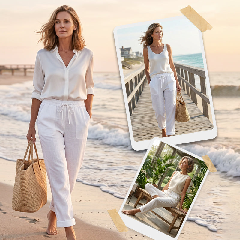💃 Limited-Time Best Seller 🌸 Women's Elastic-Waist Cotton-Linen Casual Pants
