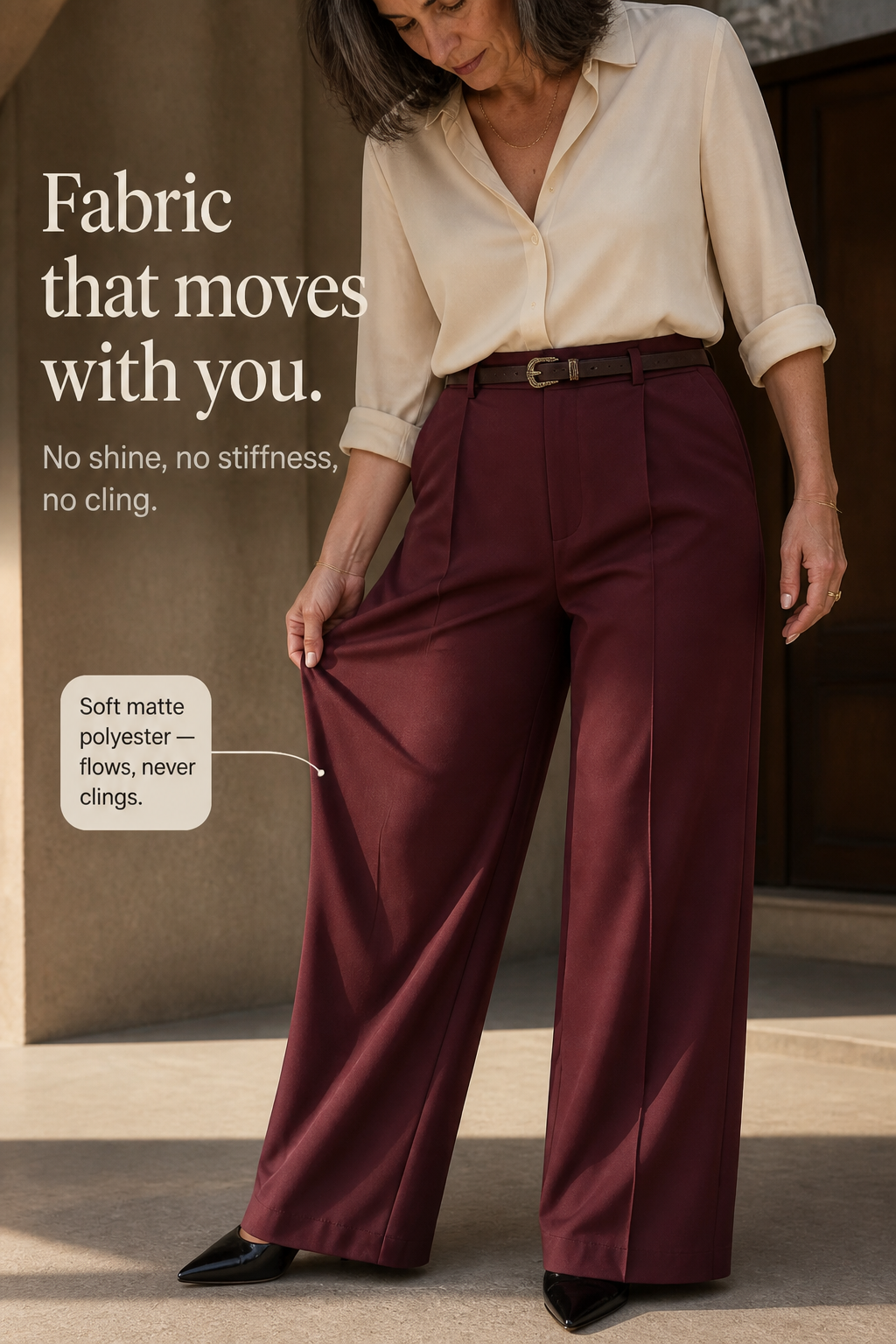 High-Waisted Wide-Leg Trousers With Belt