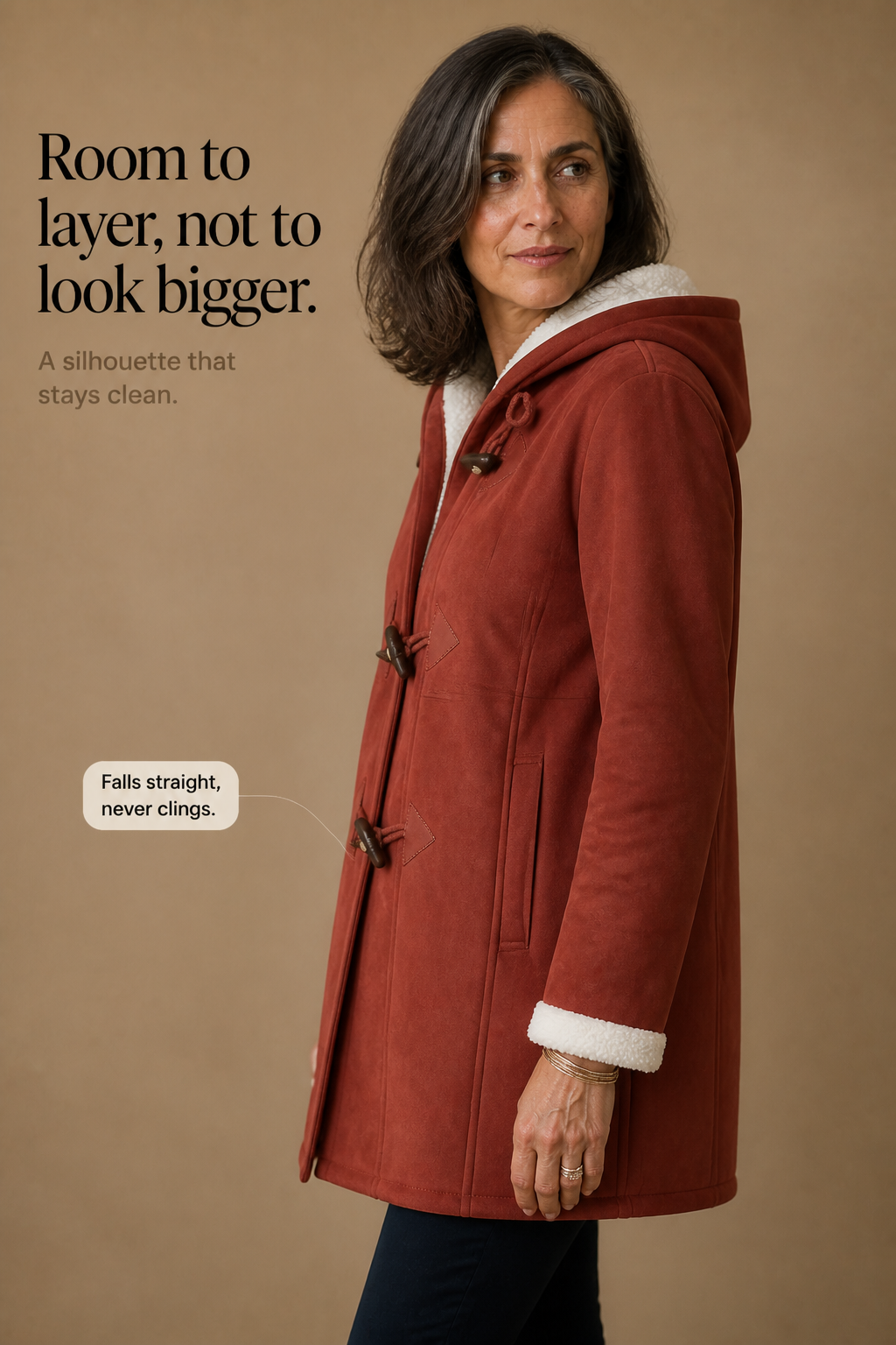 Hooded Faux Suede Coat With Plush Lining